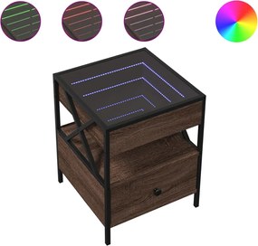 vidaXL Noptieră cu LED infinity, stejar maro, 40x40x51 cm