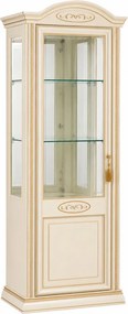 Vitrină lemn masiv crem Caterina, 81 × 47 × 216 cm