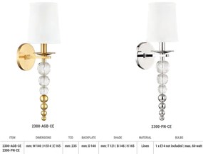 Aplica de perete design elegant PERSI, nichel lucios