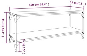 Comoda TV, stejar maro, 100x33x41 cm, lemn prelucrat si otel 1, Stejar brun, 100 x 33 x 41 cm