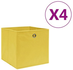 vidaXL Cutii depozitare, 4 buc., galben, 28x28x28 cm, textil nețesut