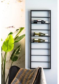 Raft pentru sticle de vin negru pentru perete din metal 42x120x6 cm Macaben – Light &amp; Living