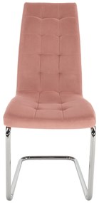 Scaun de masă, ţesătură de catifea roz / crom, SALOMA NEW