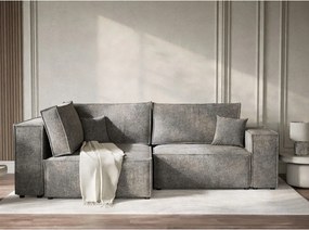 Colțar gri extensibil/cu spațiu de depozitare cu tapițerie din chenille (cu colț pe partea stângă/în formă de ”L”) Tonga – Maison de Rêve