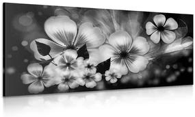 Tablou fantezia florilor în design alb-negru
