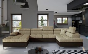 Canapea modulara, extensibila, cu spatiu pentru depozitare, 345x202x90 cm, Eduardo R01, Eltap (Culoare: Negru pepit / Gri)