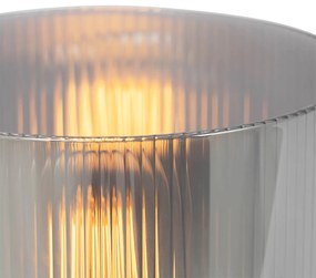 Lampă de masă Art Deco neagră cu sticlă fumurie - Laura