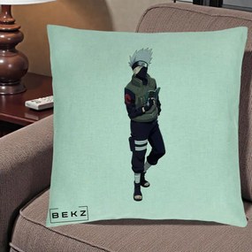 Perna Personalizata Naruto Kakashi Hatake Portret Complet, 40x40 cm, Verde Menta, Husa Detasabila, Perna Inclusa, BEKZ®