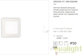 Spot incastrabil pt. tavan fals cu LED integrat GROOVE FI1 10W SQUARE 123981