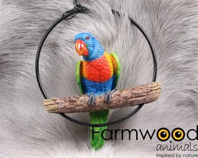 Figurina papagal in cerc h26 cm
