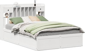 vidaXL Cadru de pat fără saltea, alb, 150x200 cm, lemn masiv pin