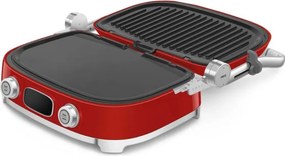 Grătar multifuncțional SMEG 50's Style MGF01RDEU, 2100 W, 60-230 °C, 3 programe, acoperire ceramică, tavă de scurgere, semnal sonor, cronometru, roșu