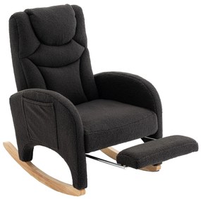 Scaun balansoar fotoliu relaxant cu brațe, tapițat și ergonomic, pentru living și dormitor, 66x96-125,5x99 cm, Gri închis
