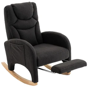 Scaun balansoar fotoliu relaxant cu brațe, tapițat și ergonomic, pentru living și dormitor, 66x96-125,5x99 cm, Gri închis