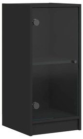 836400 vidaXL Dulap lateral cu uși din sticlă, negru, 35x37x75,5 cm