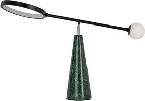 Lampa de masa LED din otel negru si marmura portelanata verde