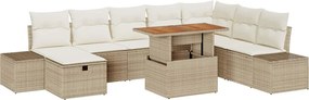 vidaXL Set de canapele pentru grădină 9 pcs Bej Rattan poli