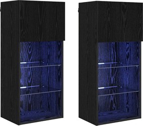 vidaXL Șifonieri pentru TV montate pe perete 2 pcs Stejar Negru