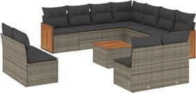 vidaXL Set canapea de grădină cu perne, 12 piese, gri, poliratan