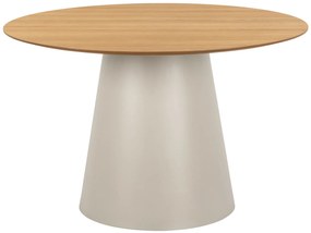 MAZZONI EXPORT BOSCO Stejar natural/picior bej (Cașmir) - MASĂ ROTUNDĂ 120 cm PENTRU BUCĂTĂRIE SUFRAGERIE SALON FURNIR