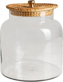 Borcan din sticla, cu capac din trestie de zahar, H24cm Provence