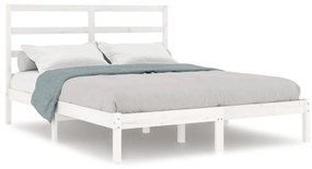 3104944 vidaXL Cadru de pat, alb, 160x200 cm, lemn masiv de pin