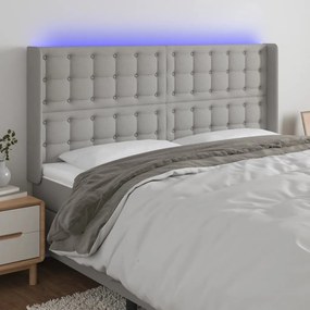 3124504 vidaXL Tăblie de pat cu LED, gri deschis, 203x16x118/128 cm, textil