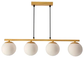 Lustră albă/în culoare naturală cu abajur din sticlă Carrine – Candellux Lighting