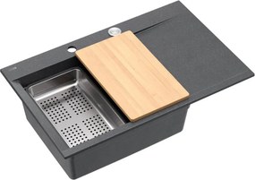 Statie de lucru incastrata Quadron Josh 111 finisaj negru diamant - inox 78x50 cm