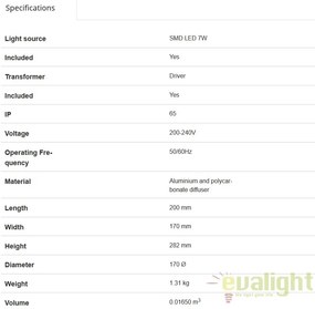 Aplica de perete LED iluminat exterior stil modern TOC alba 70780