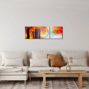 Tablou - Pictura, toamna colorată (cu ceas) (90x30 cm)