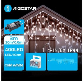 Instalație LED de Crăciun de exterior Aigostar 400xLED/8 funcții 23x0,6m IP44 alb rece