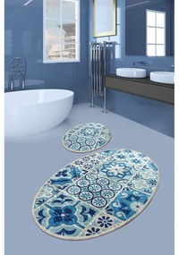 Covorașe de baie albastre 2 buc. 60x100 cm Ceramic – Foutastic