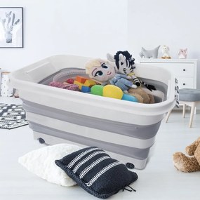 Cutie de depozitare albă/gri din plastic cu capac 54x39x28 cm Kemp – Orion