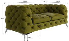 Canapea verde cu tapițerie din catifea 185 cm Chelsea – Ropez