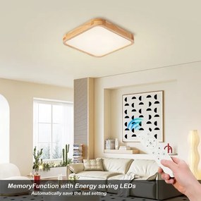 BRILAGI - Corp de iluminat LED dimabil WOODLINE SQUARE LED/48W/230V, stejar 40x40 cm + telecomandă