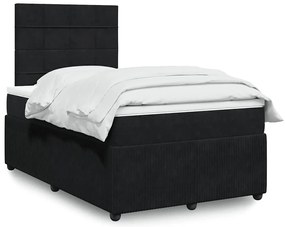 vidaXL Pat box spring cu saltea, negru, 120x190 cm, catifea