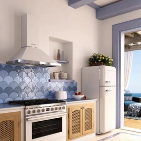 Hota decorativa SMEG Portofino KPF9WH, 275 W, A+, 781 m³/h, 3 viteze, 3 filtre, Supapa anti-retur, Otel inoxidabil, LED, Alb