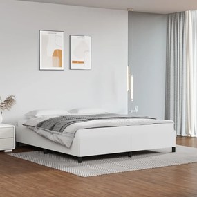 347258 vidaXL Cadru de pat, alb, 160x200 cm, piele ecologică
