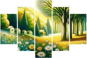 Tablou - Sat în galben-verde (150x105 cm)
