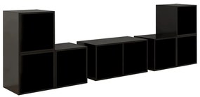 Set de dulapuri TV, 6 piese, negru extralucios, PAL 1, negru foarte lucios