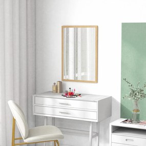 HOMCOM Oglindă de Perete din Sticlă și MDF, 50x70 cm, Culoare Lemn | Aosom Romania