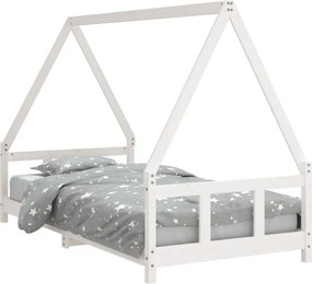 vidaXL Cadru de pat pentru copii, alb, 90x190 cm, lemn masiv de pin