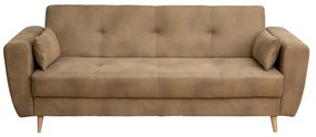 Canapea SIENA extensibila, 3 locuri, cu arcuri si lada depozitare, maro deschis, 230x87x92 cm