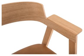 Scaun de dining maro/în culoare naturală cu cotiere din piele Flip – Gazzda