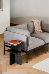 Noptieră neagră cu rafturi cu aspect de lemn de stejar Atik – noo.ma