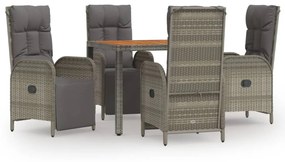 3185045 vidaXL Set mobilier de grădină cu perne, 5 piese, gri, poliratan