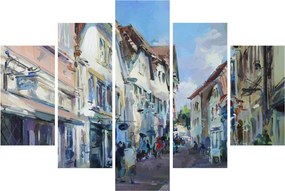 Tablou - Strada orașului vechi, pictură acrilică (150x105 cm)
