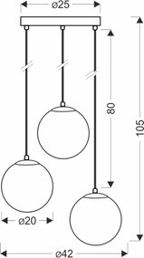 BRILAGI - Lampă suspendată pe cablu POLOS 3xE27/40W/230V Ø 42 cm negru
