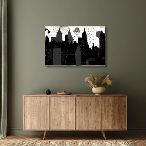 Tablou - Oraș cu inscripții și modele (90x60 cm)